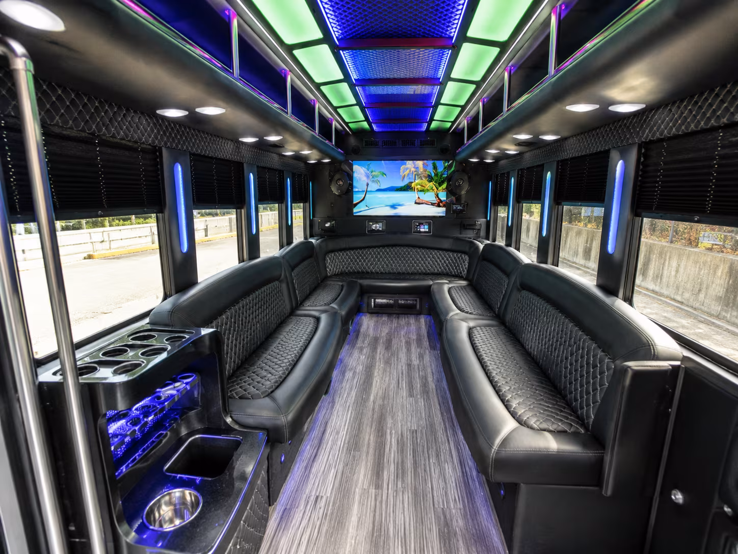 brooklyn park 18 passenger party bus inside